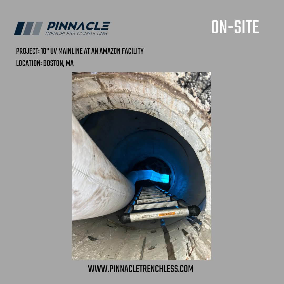 10 inch UV mainline trenchless installation at an Amazon facility in Boston Massachusetts
