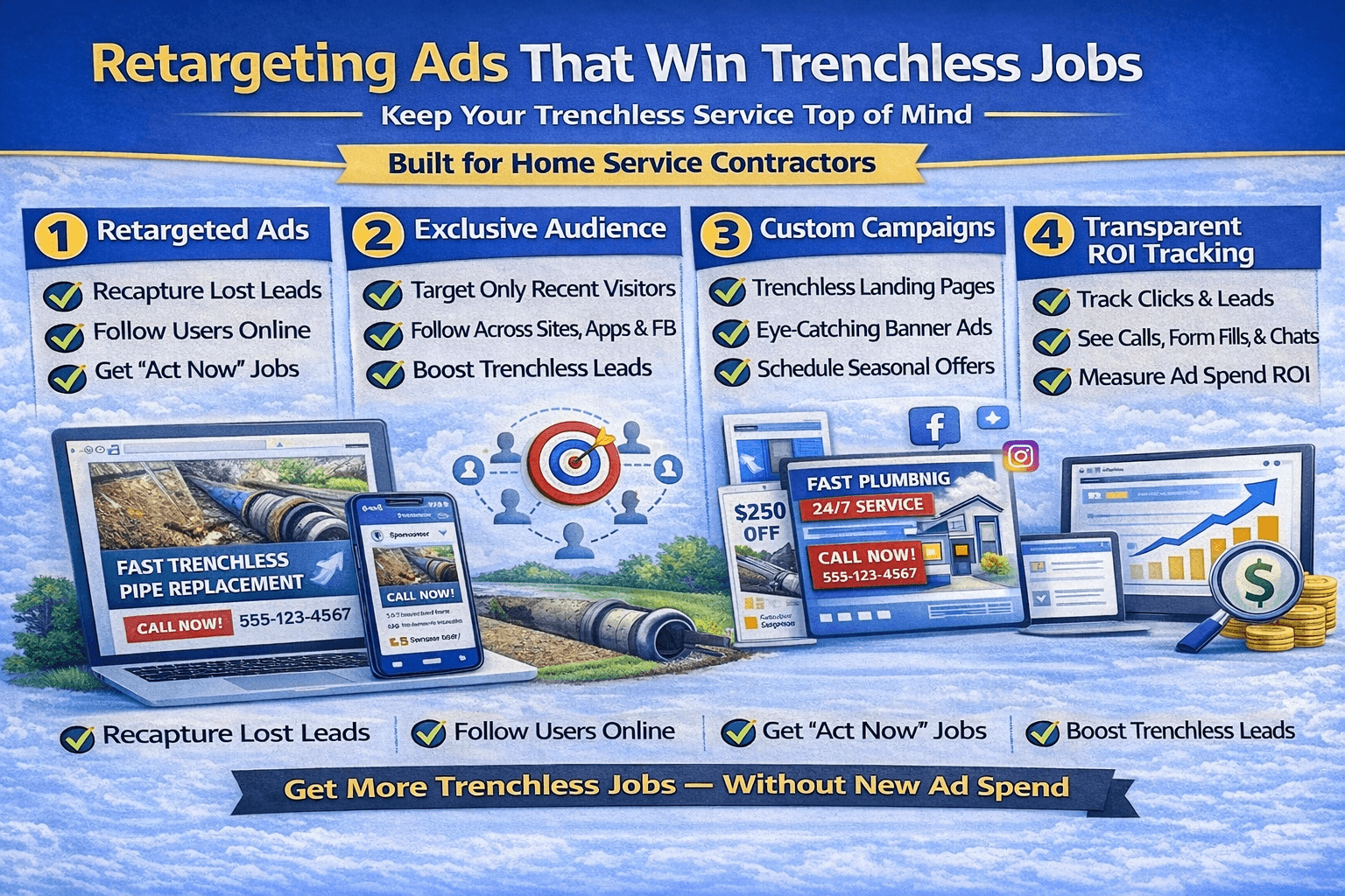 Retargeting campaign creative for trenchless contractors